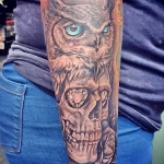 Фото тату сова с черепом 13,12,2021 - №035 - Owl Tattoo With Skull - tatufoto.com