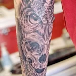 Фото тату сова с черепом 13,12,2021 - №037 - Owl Tattoo With Skull - tatufoto.com