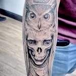 Фото тату сова с черепом 13,12,2021 - №045 - Owl Tattoo With Skull - tatufoto.com