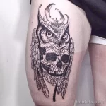 Фото тату сова с черепом 13,12,2021 - №046 - Owl Tattoo With Skull - tatufoto.com