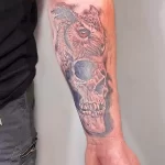 Фото тату сова с черепом 13,12,2021 - №048 - Owl Tattoo With Skull - tatufoto.com