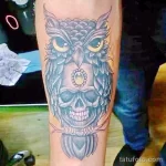 Фото тату сова с черепом 13,12,2021 - №054 - Owl Tattoo With Skull - tatufoto.com