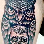 Фото тату сова с черепом 13,12,2021 - №057 - Owl Tattoo With Skull - tatufoto.com
