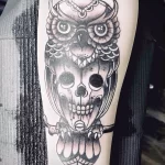 Фото тату сова с черепом 13,12,2021 - №064 - Owl Tattoo With Skull - tatufoto.com