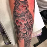 Фото тату сова с черепом 13,12,2021 - №070 - Owl Tattoo With Skull - tatufoto.com