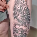 Фото тату сова с черепом 13,12,2021 - №072 - Owl Tattoo With Skull - tatufoto.com