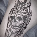 Фото тату сова с черепом 13,12,2021 - №074 - Owl Tattoo With Skull - tatufoto.com