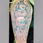 Фото тату сова с черепом 13,12,2021 - №075 - Owl Tattoo With Skull - tatufoto.com