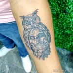 Фото тату сова с черепом 13,12,2021 - №079 - Owl Tattoo With Skull - tatufoto.com