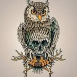 Фото тату сова с черепом 13,12,2021 - №081 - Owl Tattoo With Skull - tatufoto.com