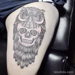 Фото тату сова с черепом 13,12,2021 - №082 - Owl Tattoo With Skull - tatufoto.com