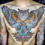 Фото тату сова с черепом 13,12,2021 - №087 - Owl Tattoo With Skull - tatufoto.com