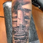 Фото татуировки с маяком 02,12,2021 - №0010 - lighthouse tattoo - tatufoto.com