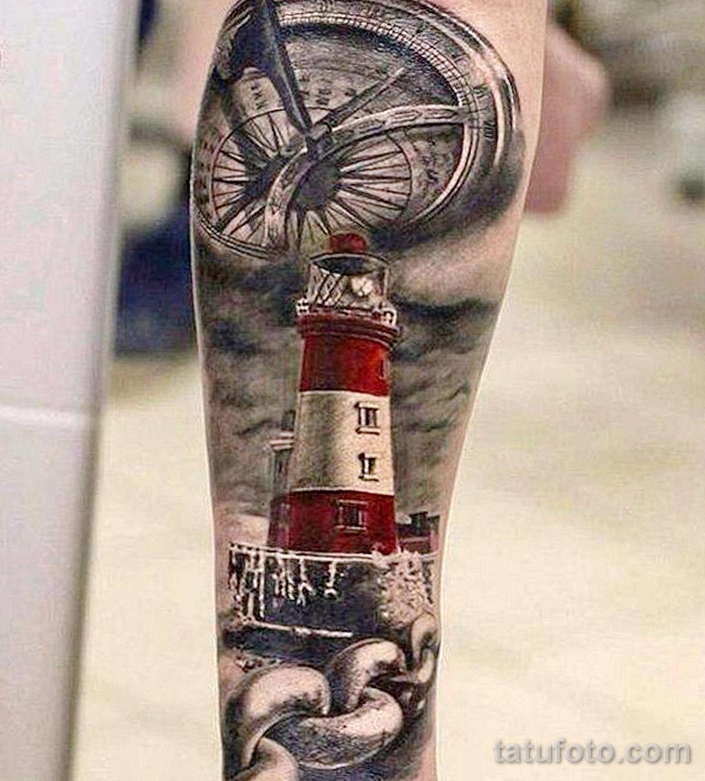 Фото татуировки с маяком 02,12,2021 - №0039 - lighthouse tattoo - tatufoto.com