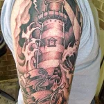 Фото татуировки с маяком 02,12,2021 - №0540 - lighthouse tattoo - tatufoto.com