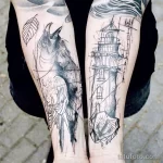 Фото татуировки с маяком 02,12,2021 - №0544 - lighthouse tattoo - tatufoto.com