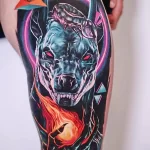 тату анубис на ноге 30.12.2021 №0004 - anubis tattoo on leg - tatufoto.com