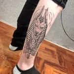 тату анубис на ноге 30.12.2021 №0011 - anubis tattoo on leg - tatufoto.com