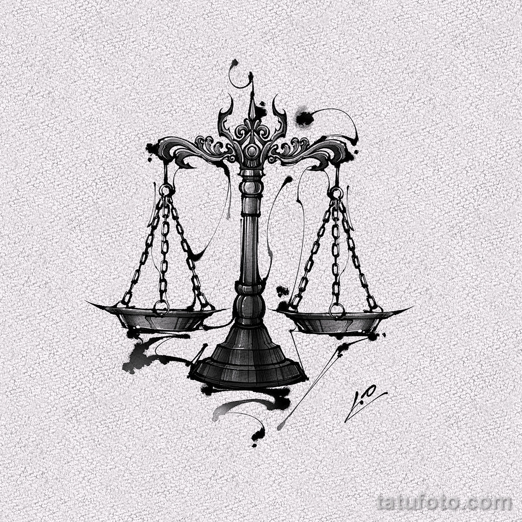 эскиз тату весы 09,12,2021 - №001 - Libra Tattoo Sketch - tatufoto.com