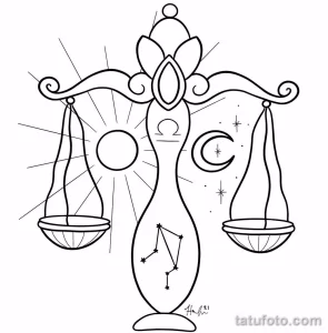 эскиз тату весы 09,12,2021 - №040 - Libra Tattoo Sketch - tatufoto.com