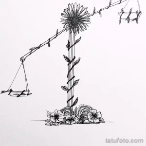 эскиз тату весы 09,12,2021 - №043 - Libra Tattoo Sketch - tatufoto.com