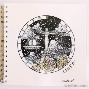 эскиз тату весы 09,12,2021 - №209 - Libra Tattoo Sketch - tatufoto.com