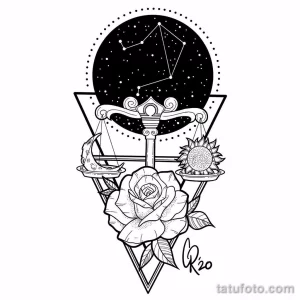 эскиз тату весы 09,12,2021 - №214 - Libra Tattoo Sketch - tatufoto.com