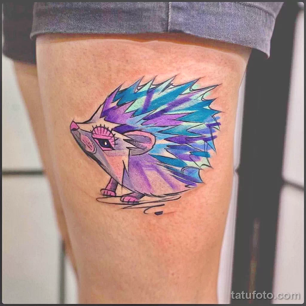 Рисунок тату с Ёжиком - фото пример 23.01.22 №0047 - hedgehog tattoo tatufoto.com