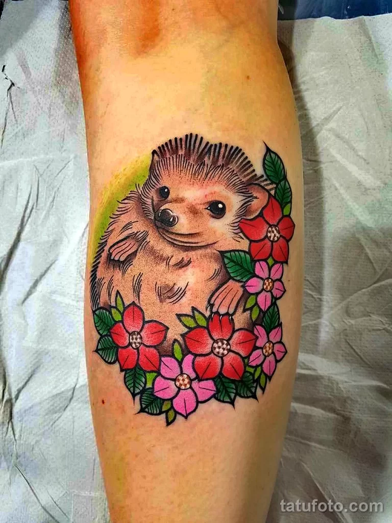 Рисунок тату с Ёжиком - фото пример 23.01.22 №0094 - hedgehog tattoo tatufoto.com