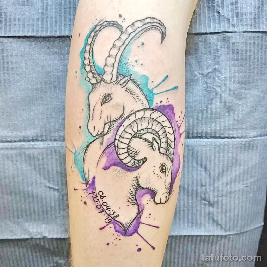 Рисунок тату со знаком зодиака козерог 22.01.22 №0033 - tattoo Capricorn tatufoto.com