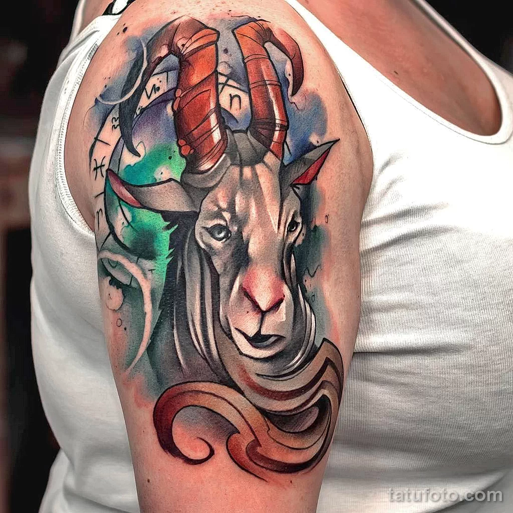 Рисунок тату со знаком зодиака козерог 22.01.22 №0061 - tattoo Capricorn tatufoto.com