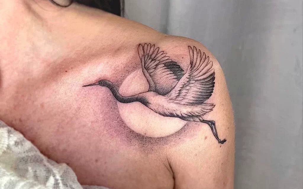 Рисунок татуировки с Журавлем