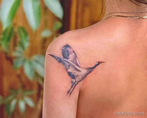Рисунок татуировки с Журавлем 25.01.22 №0496 - Crane tattoo drawing tatufoto.com