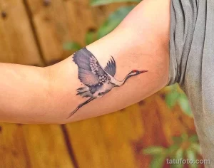 Рисунок татуировки с Журавлем 25.01.22 №0497 - Crane tattoo drawing tatufoto.com
