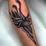 Рисунок татуировки с Журавлем 25.01.22 №0498 - Crane tattoo drawing tatufoto.com
