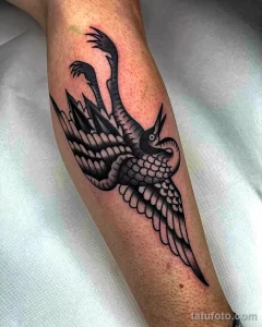 Рисунок татуировки с Журавлем 25.01.22 №0498 - Crane tattoo drawing tatufoto.com