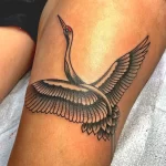 Рисунок татуировки с Журавлем 25.01.22 №0501 - Crane tattoo drawing tatufoto.com