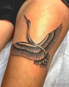Рисунок татуировки с Журавлем 25.01.22 №0501 - Crane tattoo drawing tatufoto.com