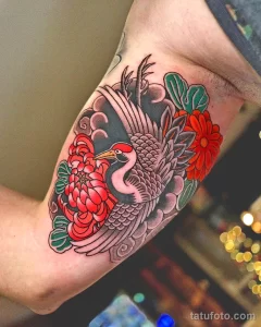 Рисунок татуировки с Журавлем 25.01.22 №0502 - Crane tattoo drawing tatufoto.com