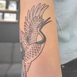 Рисунок татуировки с Журавлем 25.01.22 №0504 - Crane tattoo drawing tatufoto.com