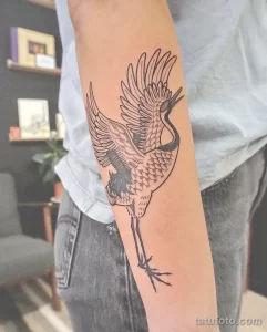 Рисунок татуировки с Журавлем 25.01.22 №0505 - Crane tattoo drawing tatufoto.com