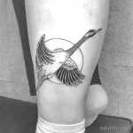Рисунок татуировки с Журавлем 25.01.22 №0754 - Crane tattoo drawing tatufoto.com