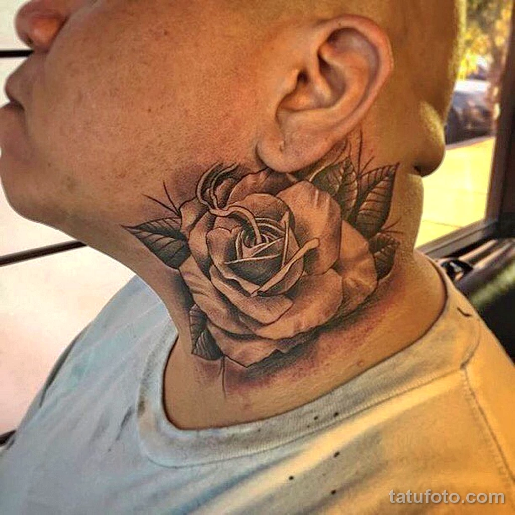 Что означает тату розы у мужчин. Татуировки мужские на шее.