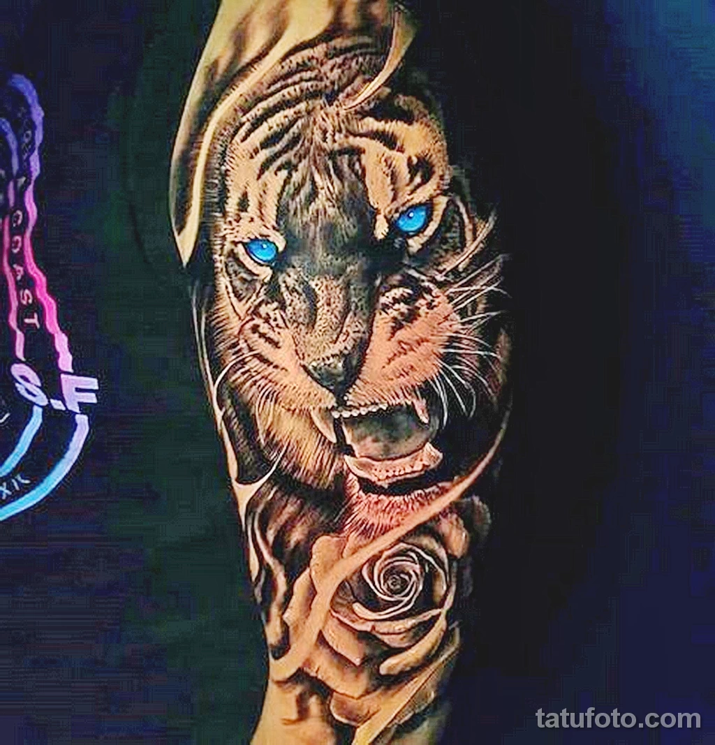 тату тигр цветной 13.02.22 №0009 — color drawing tattoo tatufoto.com