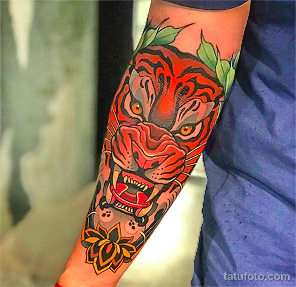 тату тигр цветной 13.02.22 №0015 — color drawing tattoo tatufoto.com