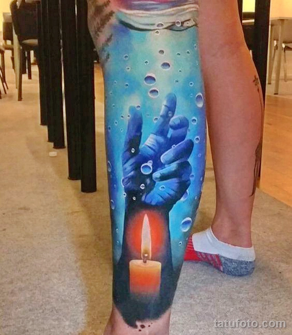тату цветное на ногу 13.02.22 №0007 — color drawing tattoo tatufoto.com
