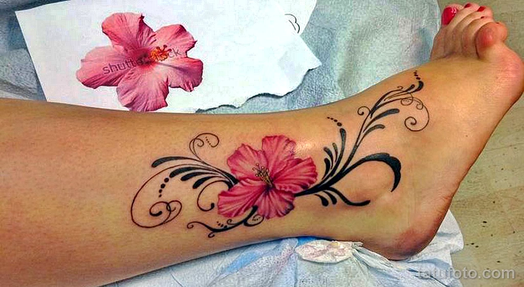 тату цветное на ногу 13.02.22 №0012 — color drawing tattoo tatufoto.com