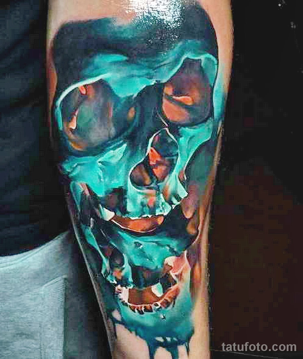 тату цветные череп 13.02.22 №0002 — color drawing tattoo tatufoto.com