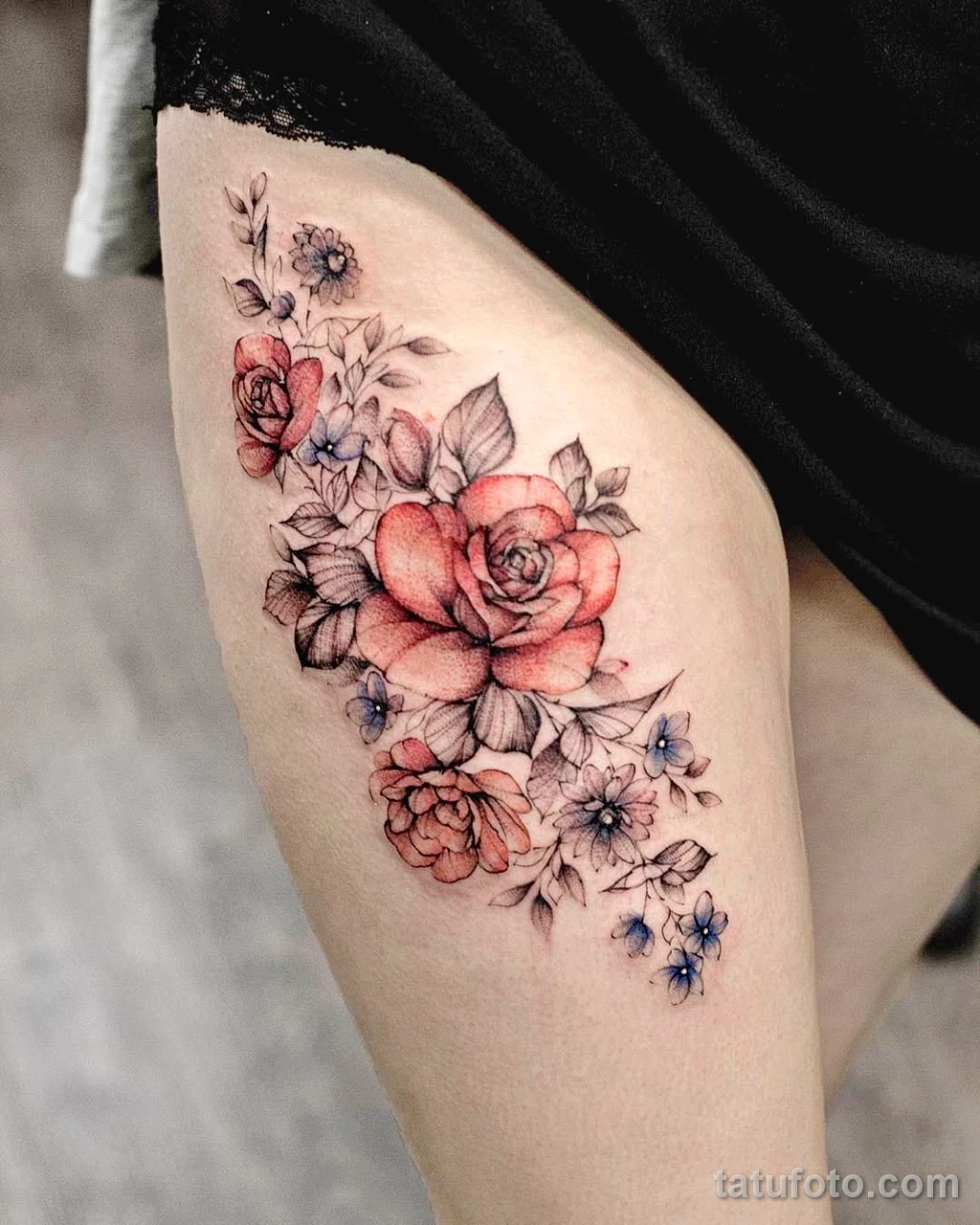 тату цветы цветные 13.02.22 №0007 — color drawing tattoo tatufoto.com
