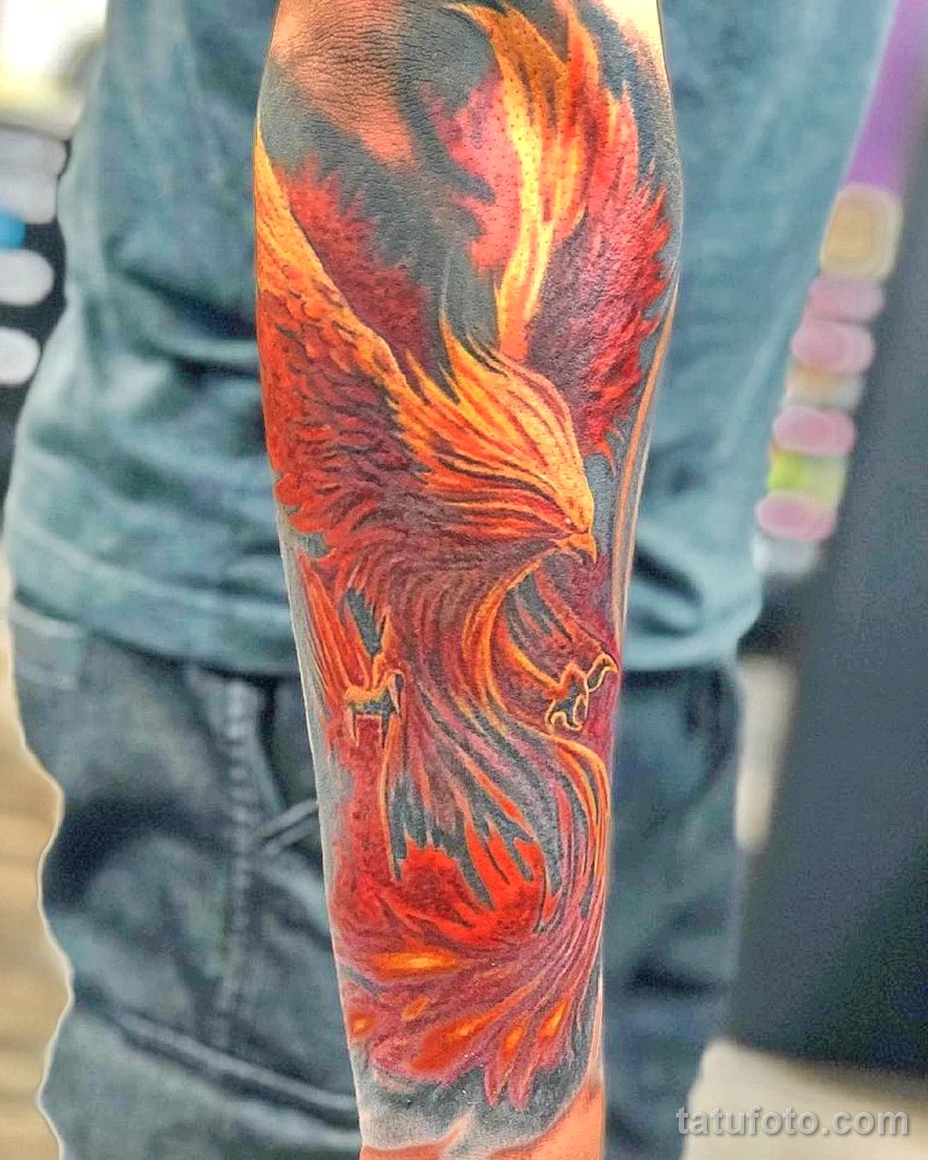 феникс тату цветное 13.02.22 №0012 — color drawing tattoo tatufoto.com